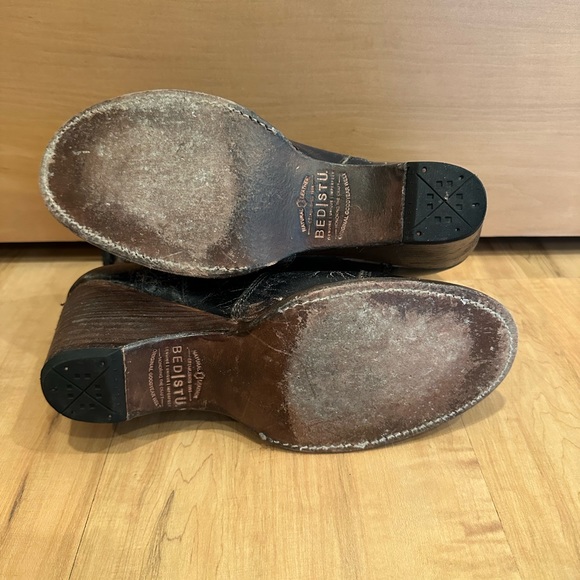 BED STU GENTRY WEDGE BLACK LUX BOOTIE BOOTS VINTAGE WESTERN BLACK BOHO Sz 8 - Picture 5 of 7